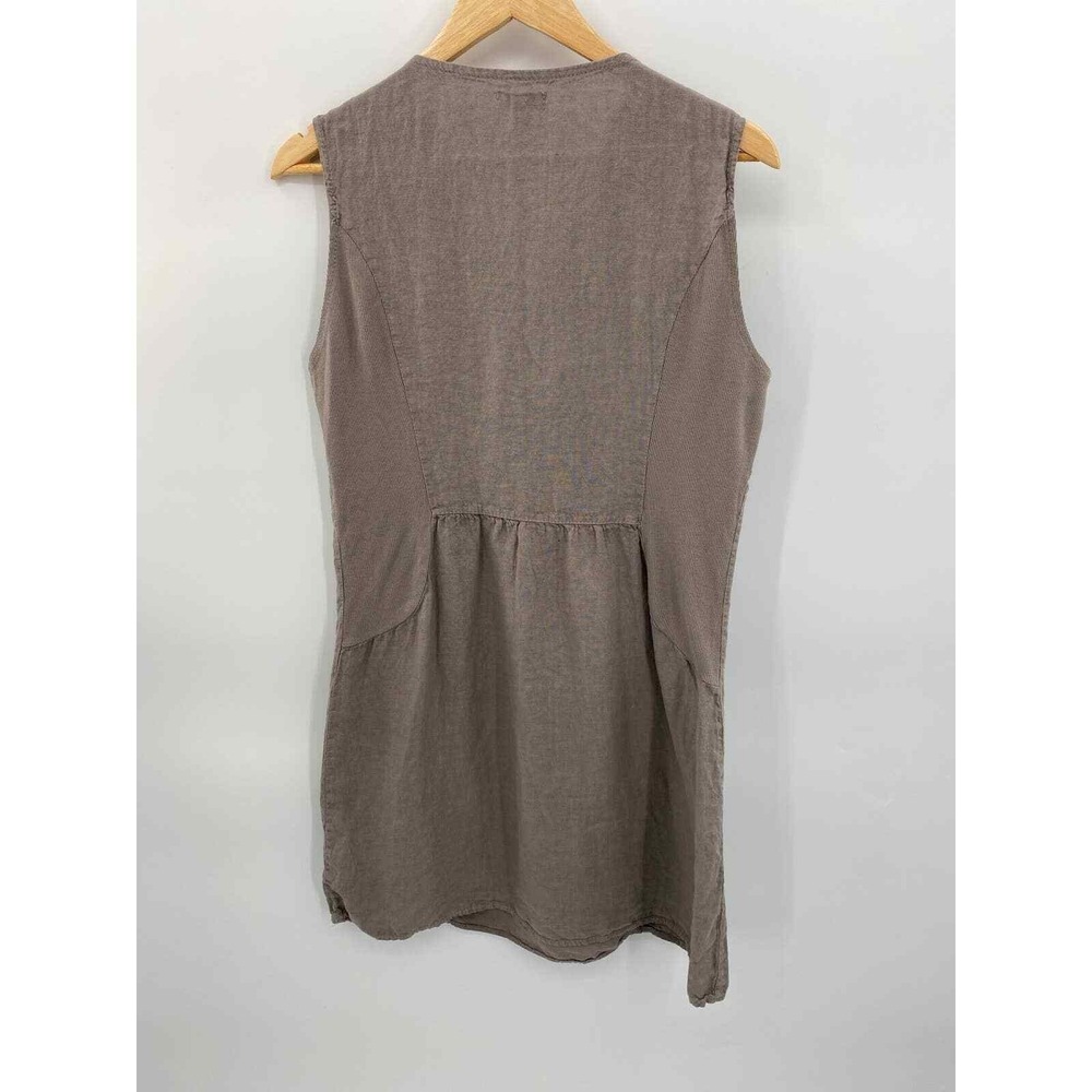Lina Tomei Shift Dress Womens Large Gray Gemstone Collar Linen Ribbed Sides HOLE - Picture 5 of 9